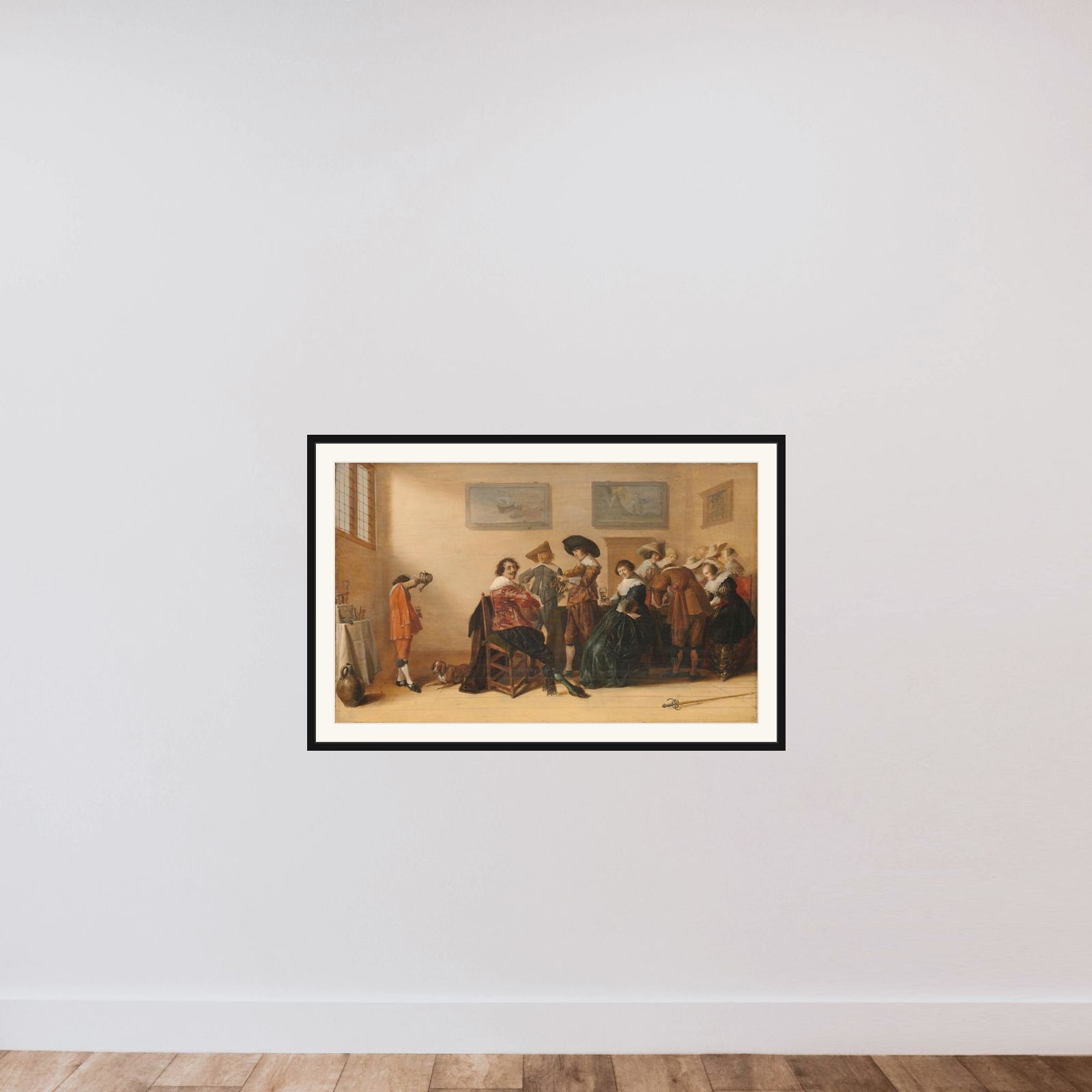 Merry Company in a Room framed — shown to scale