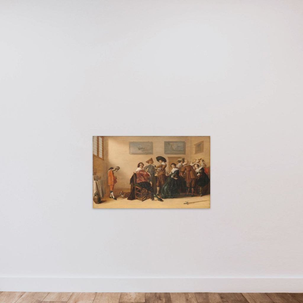 Merry Company in a Room unframed — shown to scale