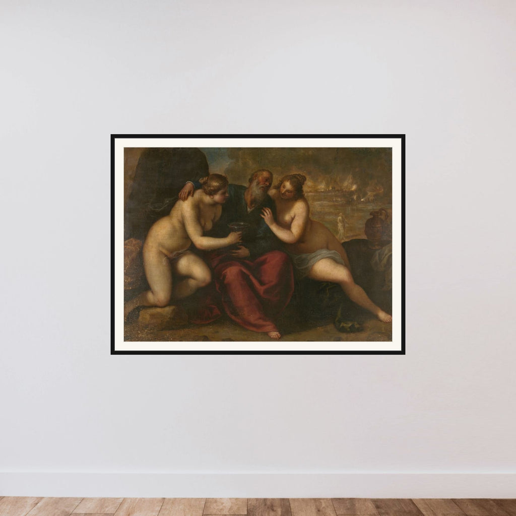 Lot and his Daughters framed — shown to scale