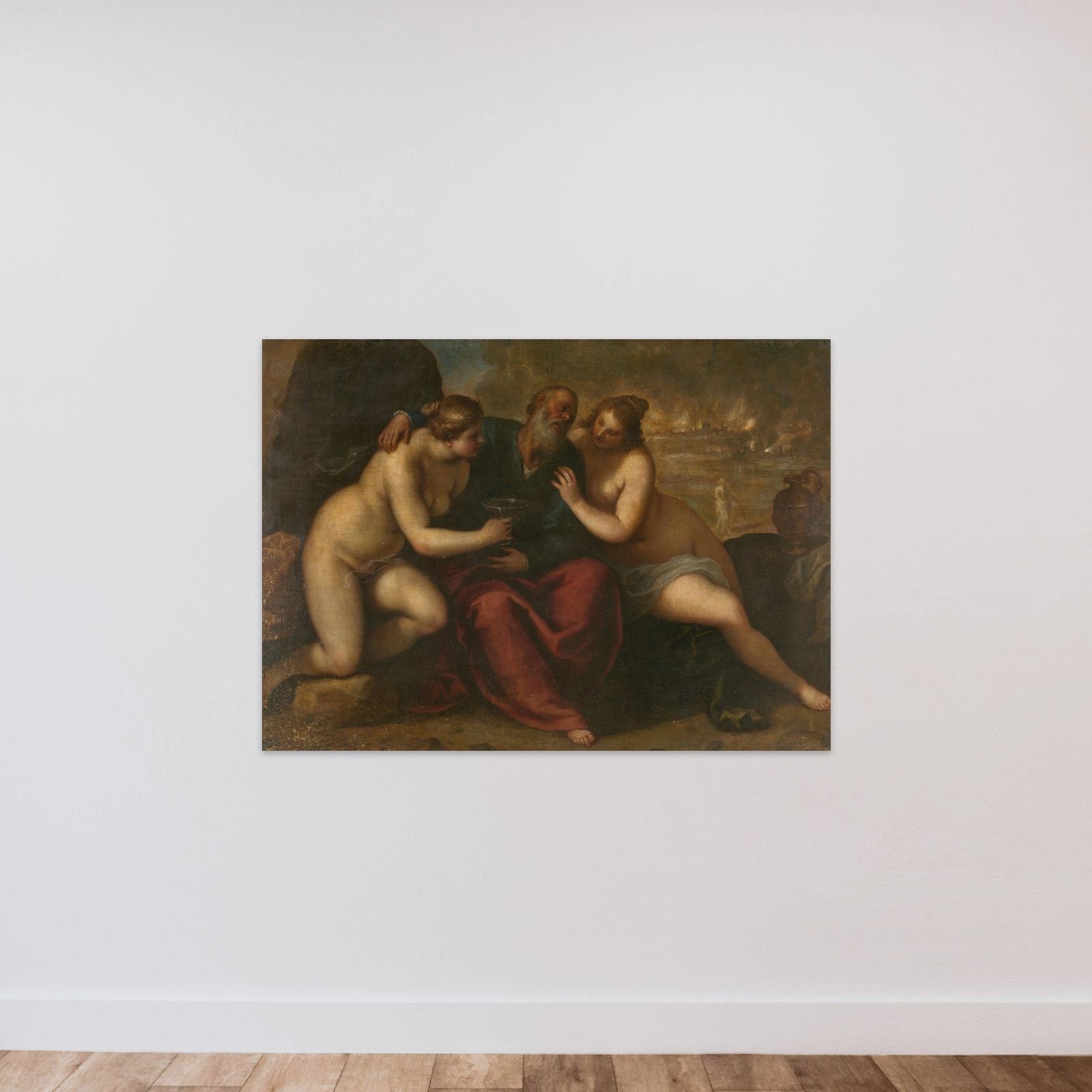 Lot and his Daughters unframed — shown to scale