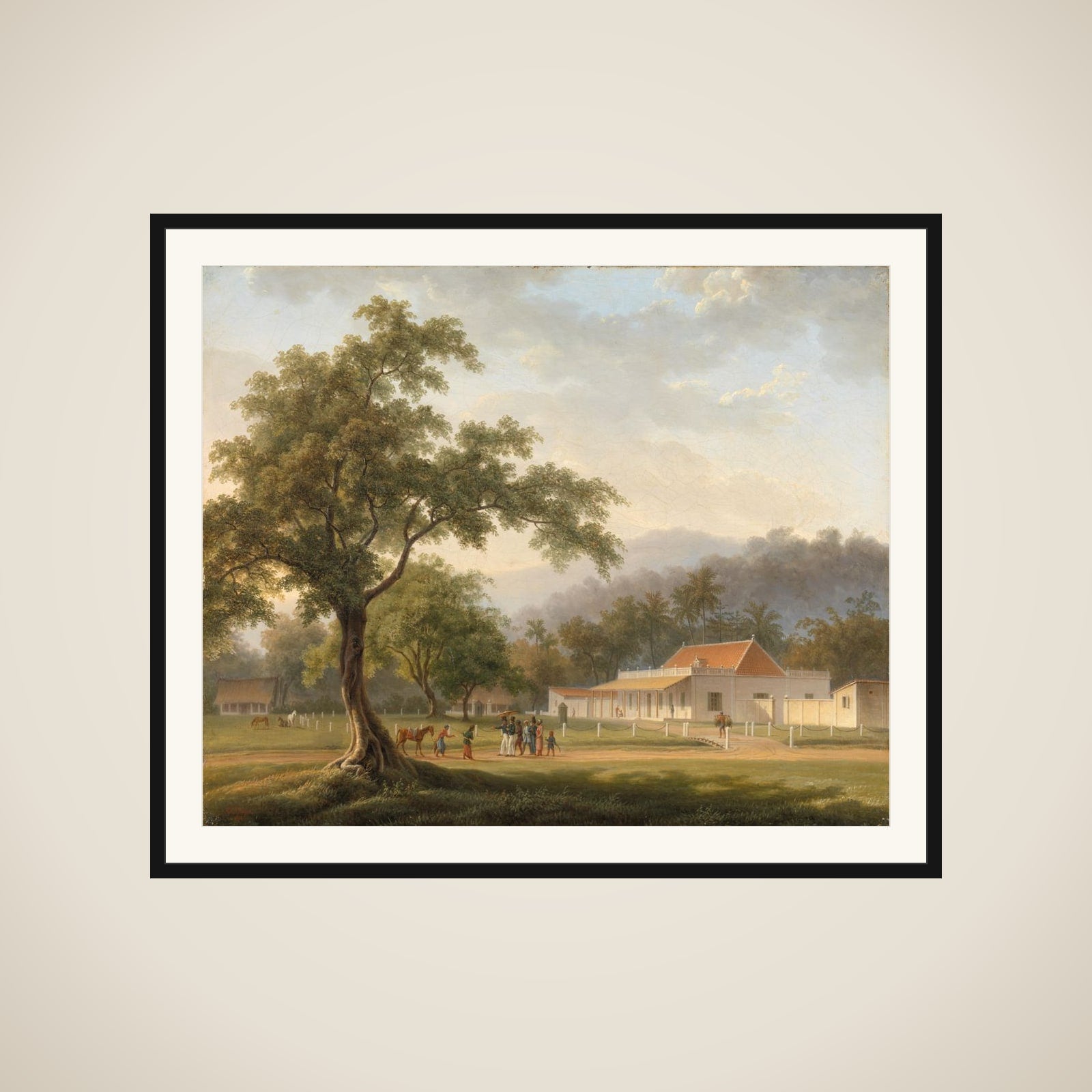 View of the house of the resident, Mr. J. Ph. van Zuylen van Nyevelt, in Banyuwangi (East Java) framed