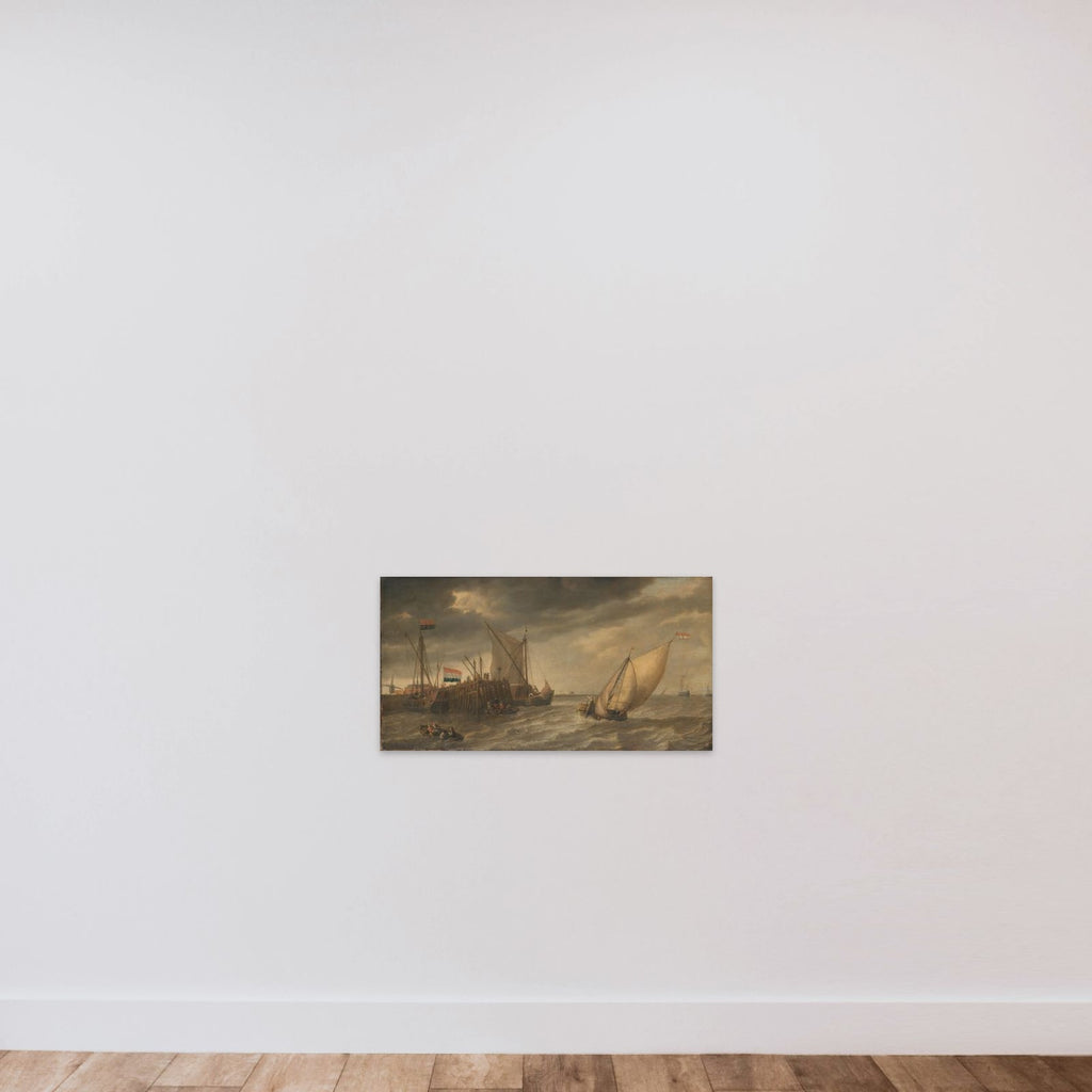 Travellers Disembarking at a Jetty on the Scheldt in Strong Winds unframed — shown to scale
