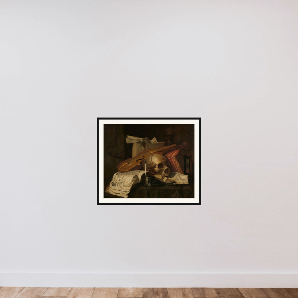 Vanitas still life framed — shown to scale