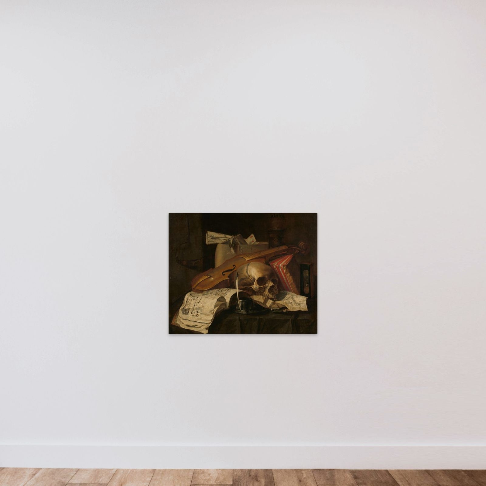 Vanitas still life unframed — shown to scale