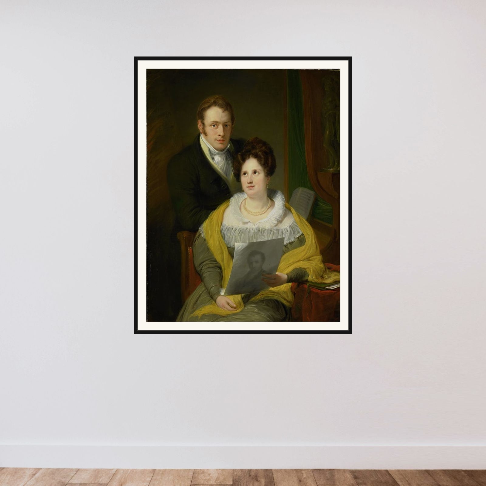 Portrait of a Woman and a Man framed — shown to scale