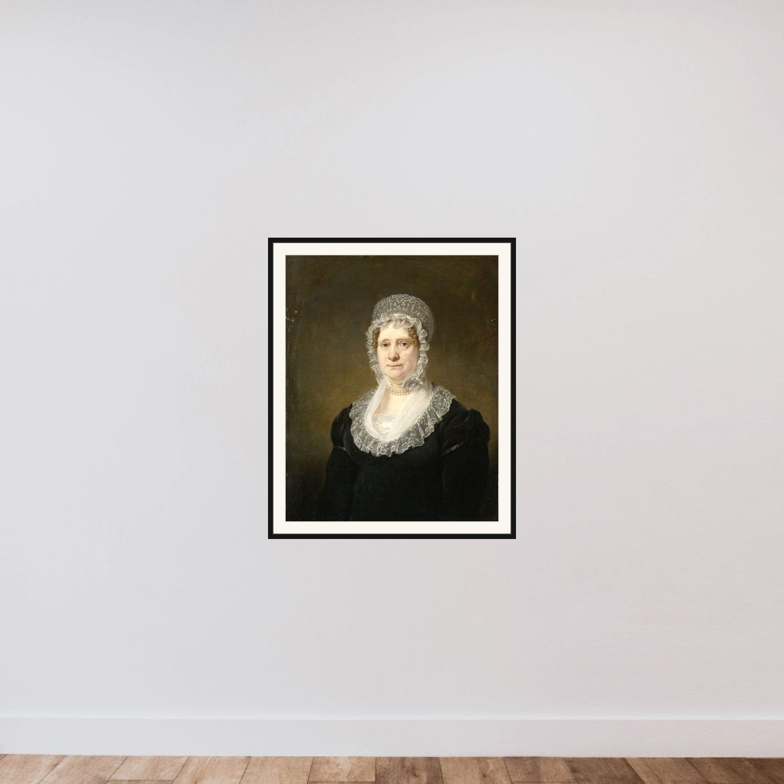 Portrait of Sara de Haan, Widow of the Amsterdam Underwriter Cornelis Hartsen framed — shown to scale