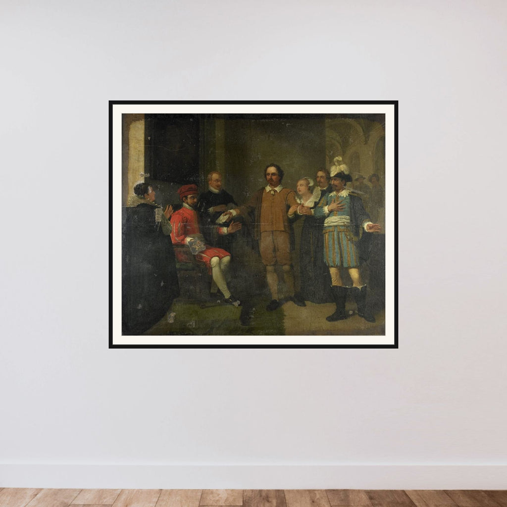 Jacob Simonsz de Rijk getting the Spanish Governor-General Requesens to Release Marnix van Sint Aldegonde, 1575 framed — shown to scale