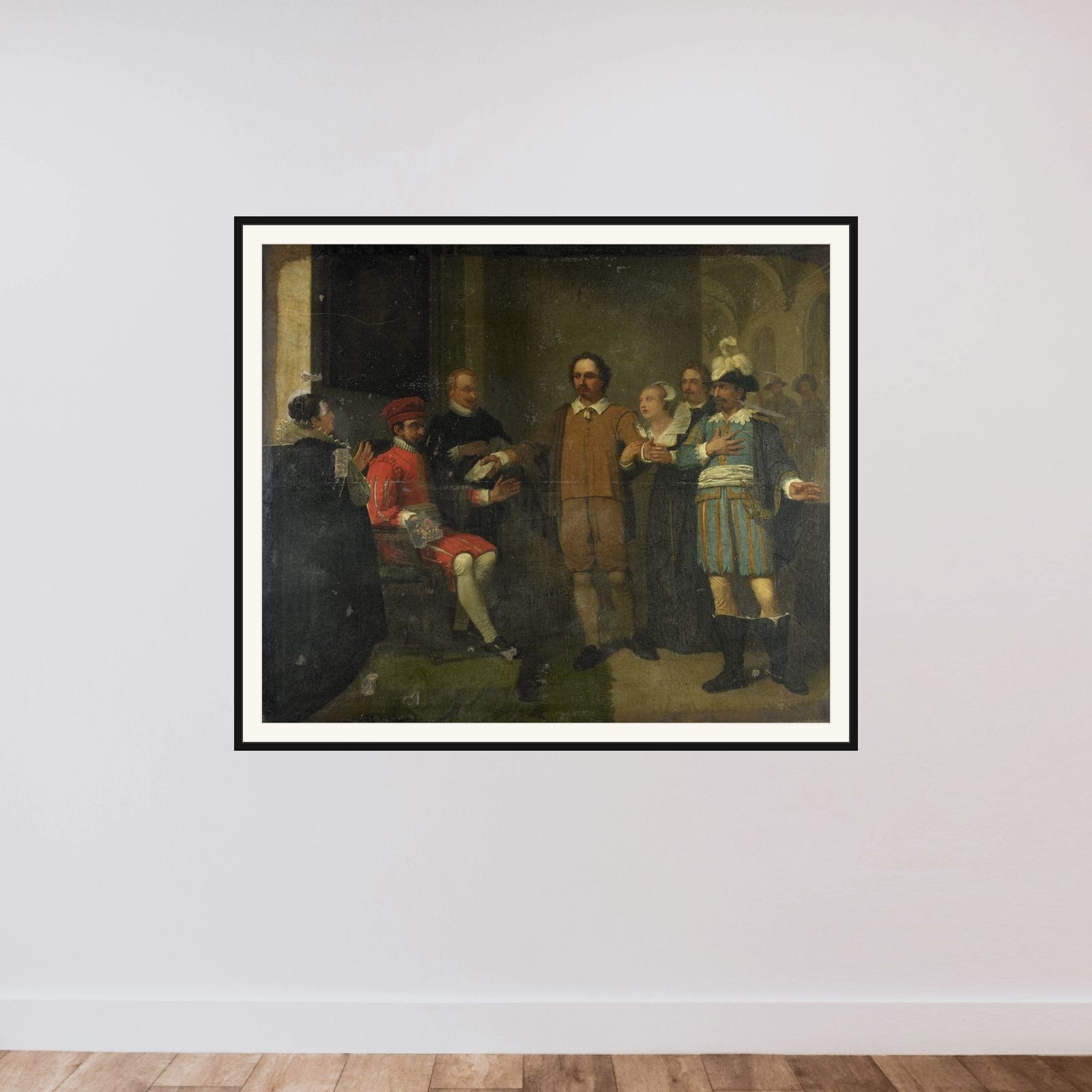 Jacob Simonsz de Rijk getting the Spanish Governor-General Requesens to Release Marnix van Sint Aldegonde, 1575 framed — shown to scale