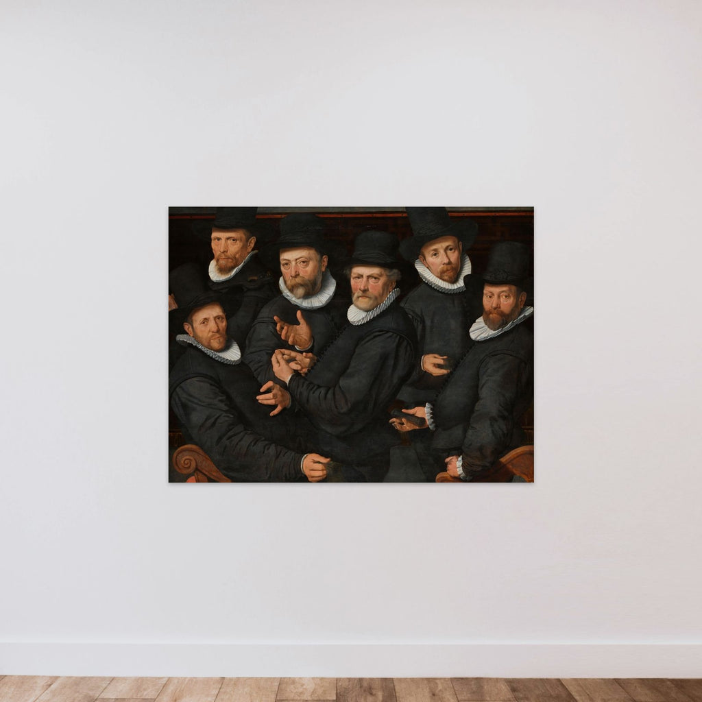 Six Wardens of the Drapers’ Guild unframed — shown to scale