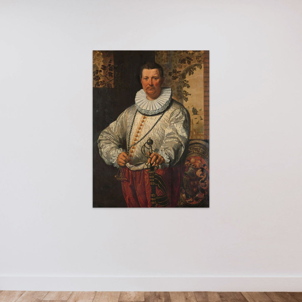 Portrait of a Dutch Admiral of the Fleet unframed — shown to scale
