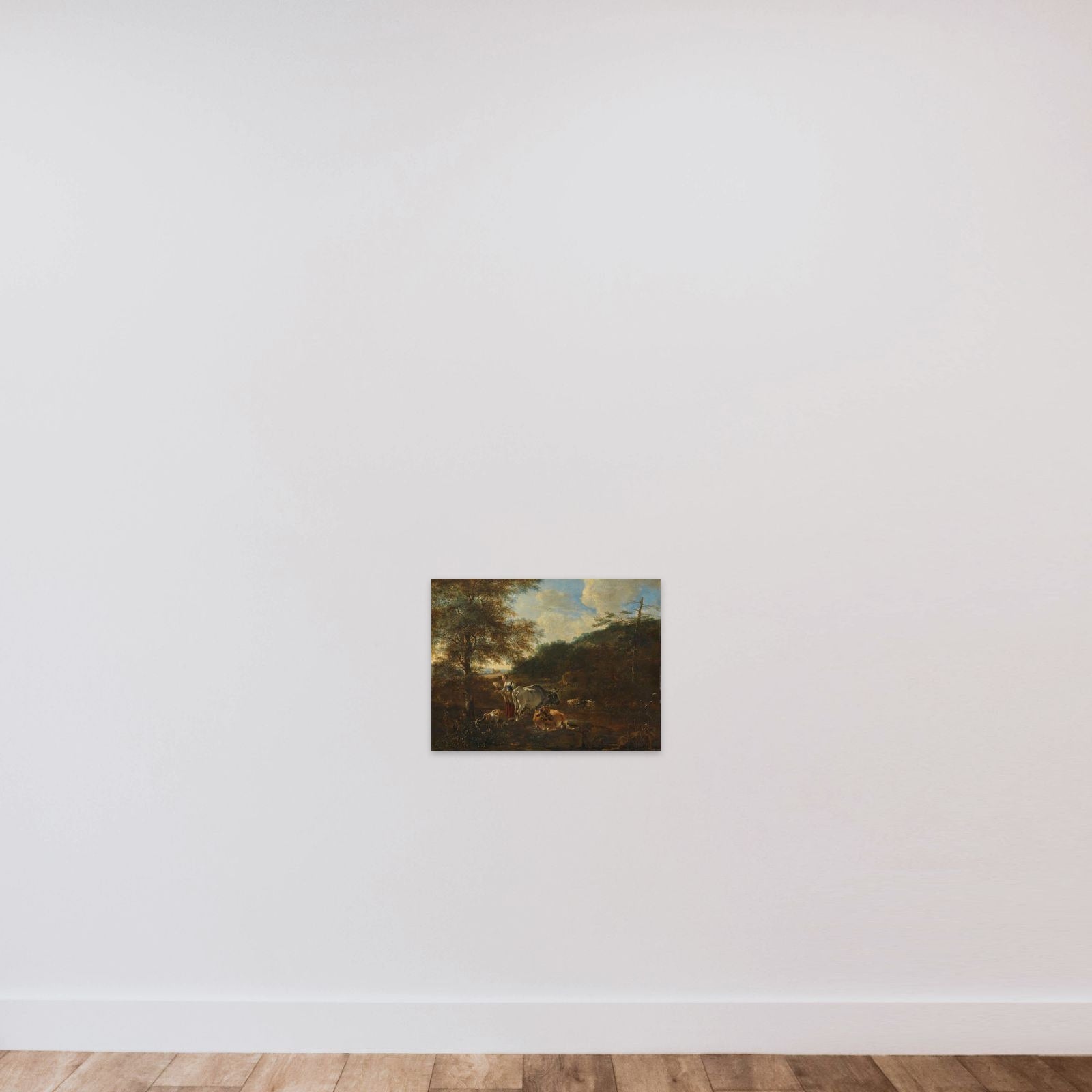 Landscape with cattle unframed — shown to scale