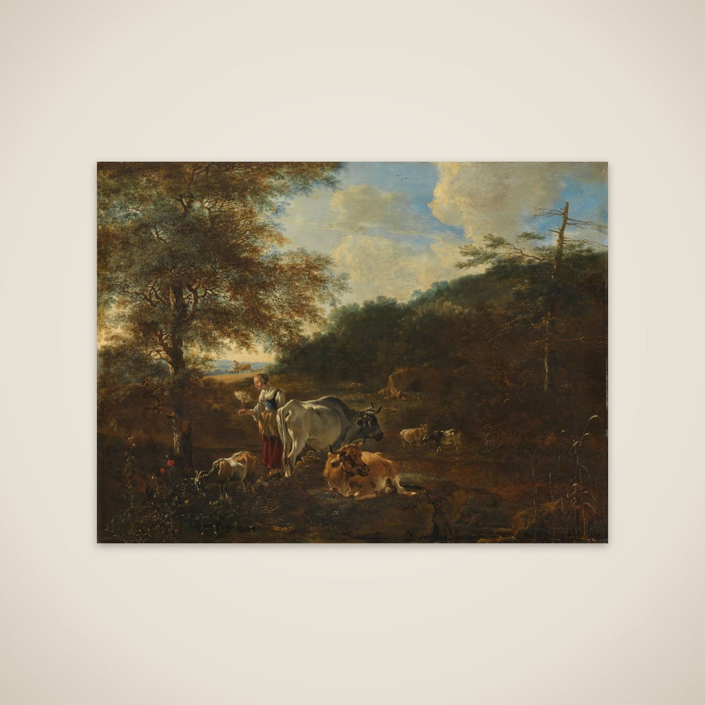 Landscape with cattle unframed print