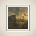 Italian Landscape with Ancient Tempietto framed