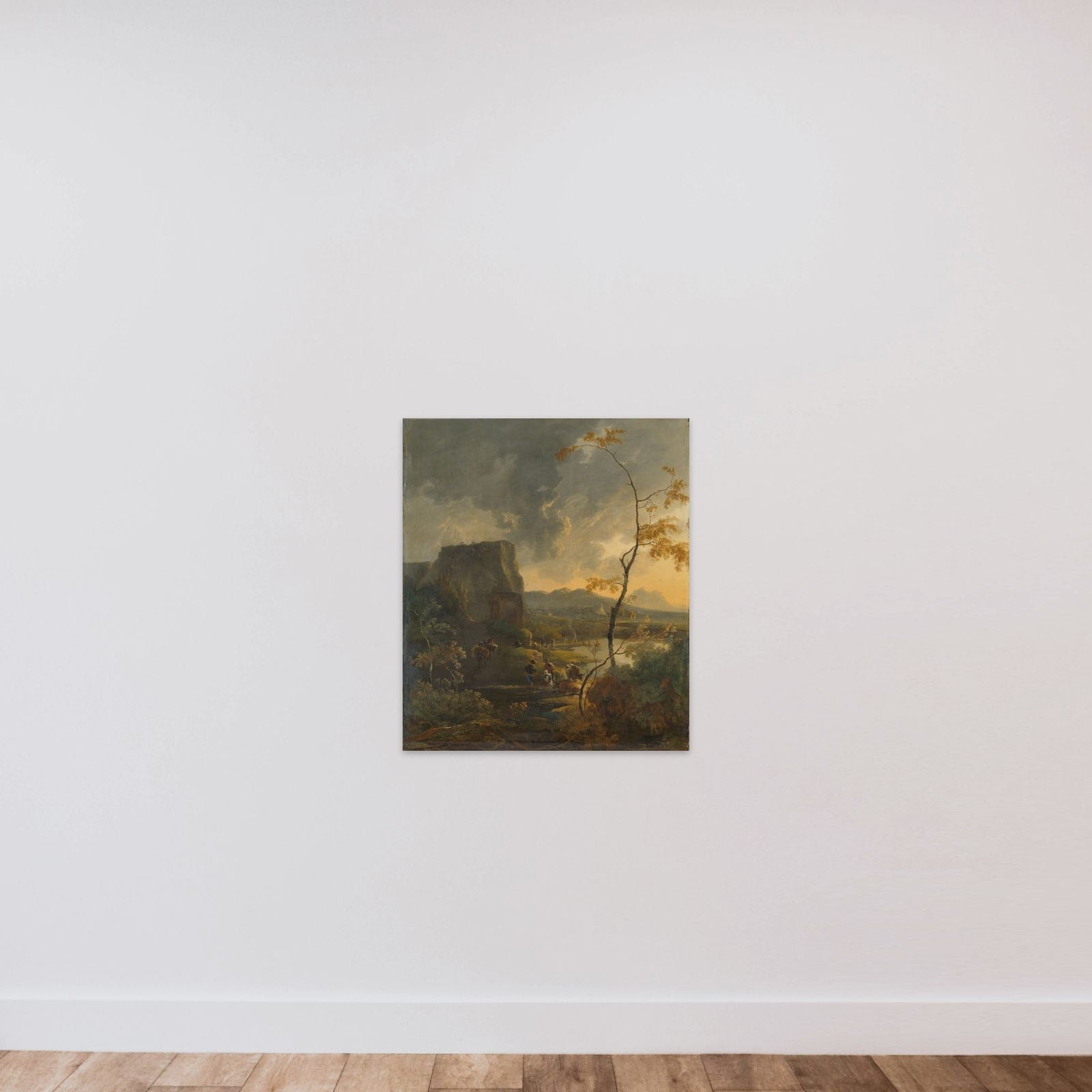 Italian Landscape with Ancient Tempietto unframed — shown to scale