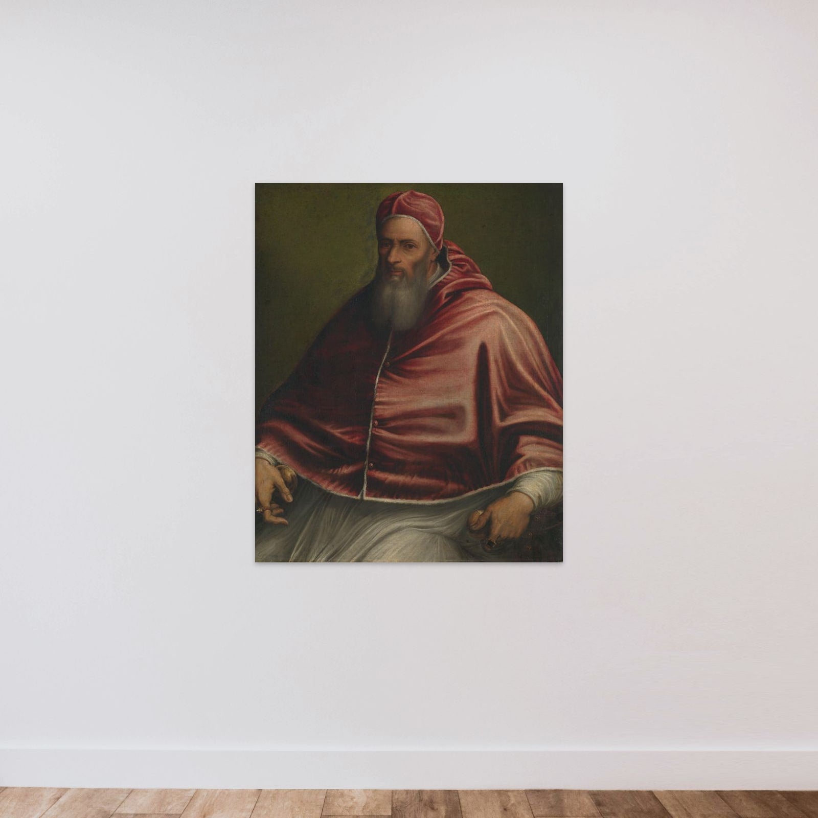 Pope Julius III (formerly entitled Pope Paul III) unframed — shown to scale