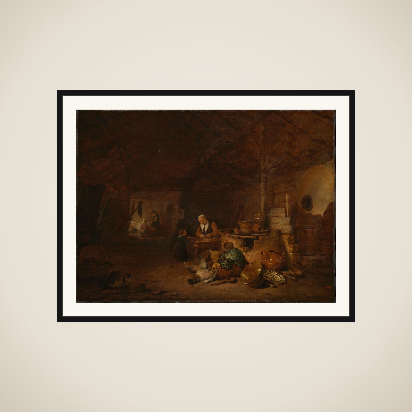 Interior of a barn framed