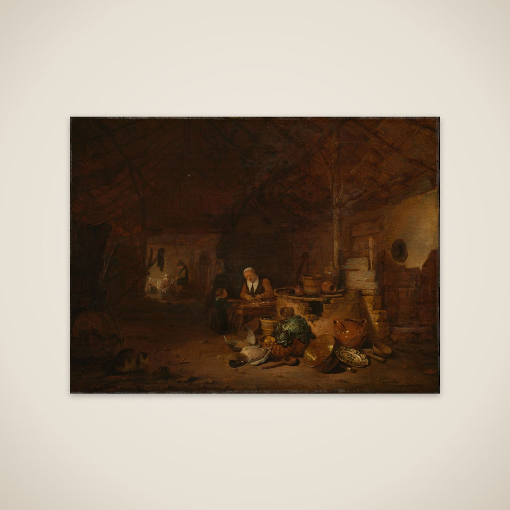 Interior of a barn unframed print