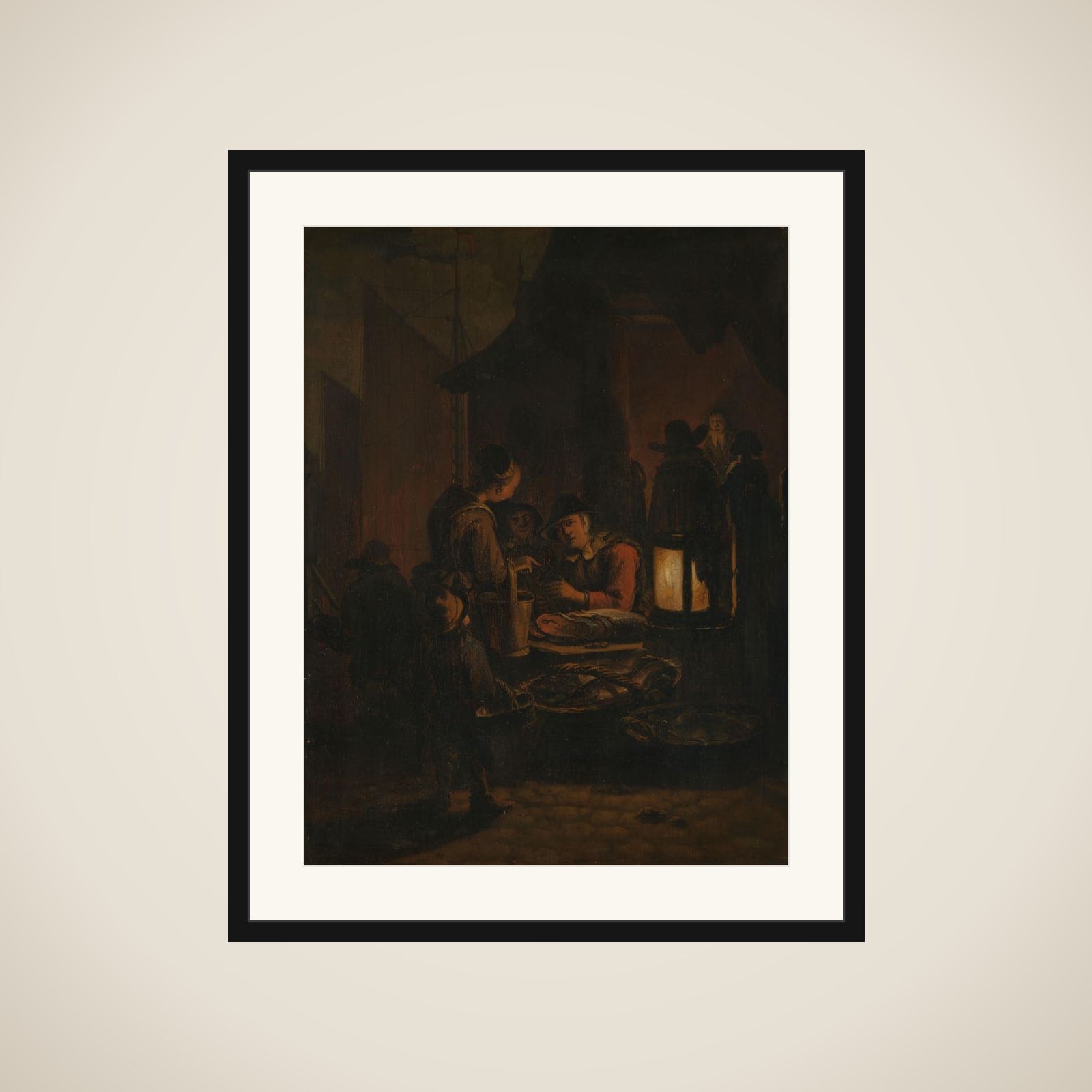 Fish market at night framed