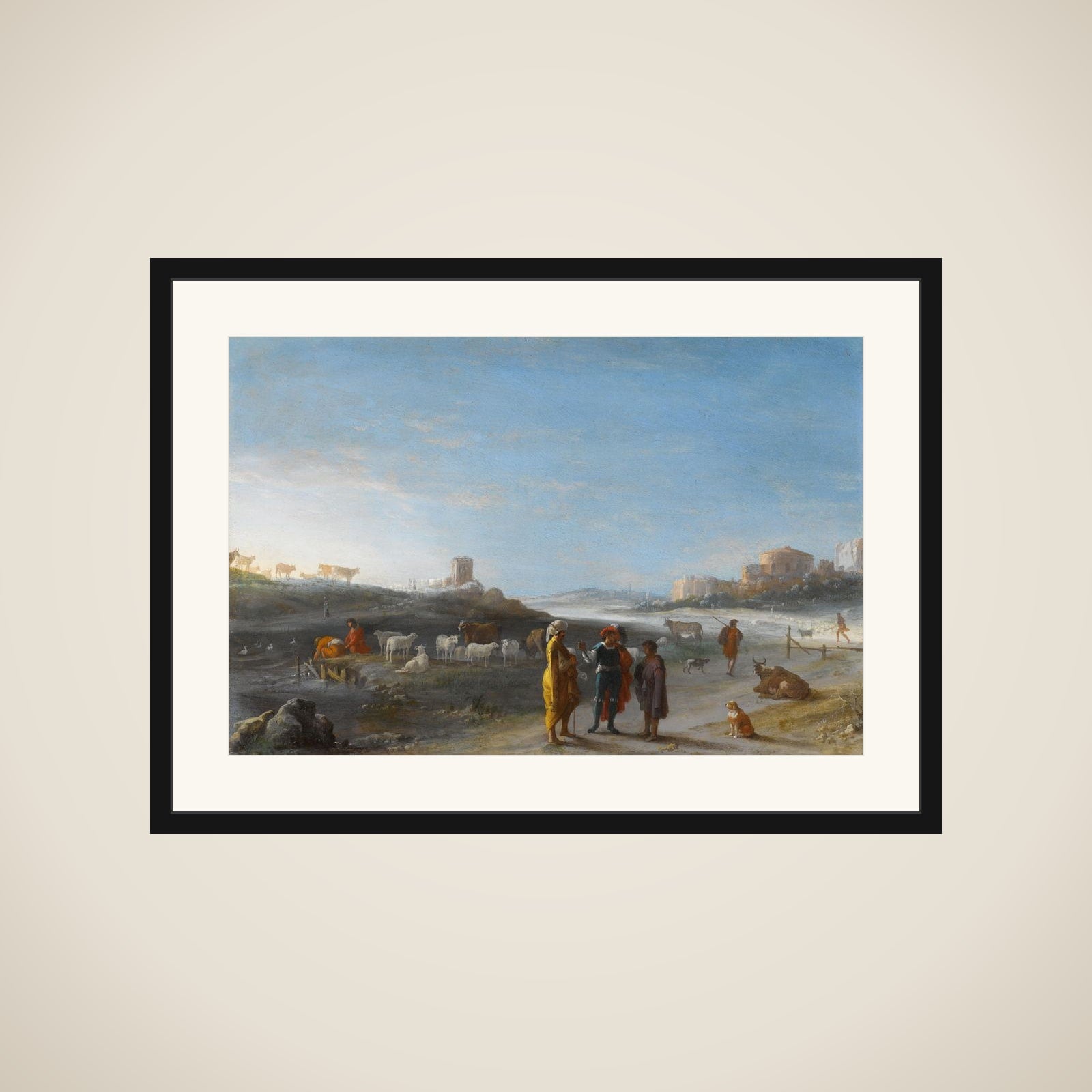 An Italianate Landscape with an Unidentified Subject from the Old Testament framed