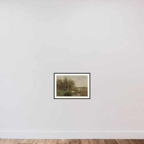 Ducks beside a duck shelter on a ditch framed — shown to scale