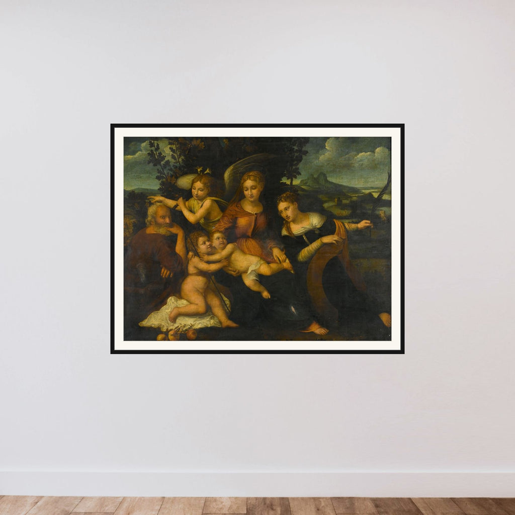 Holy Family with Saint Catherine framed — shown to scale