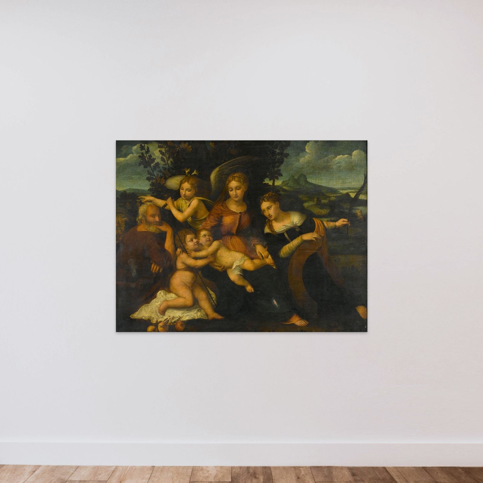 Holy Family with Saint Catherine unframed — shown to scale