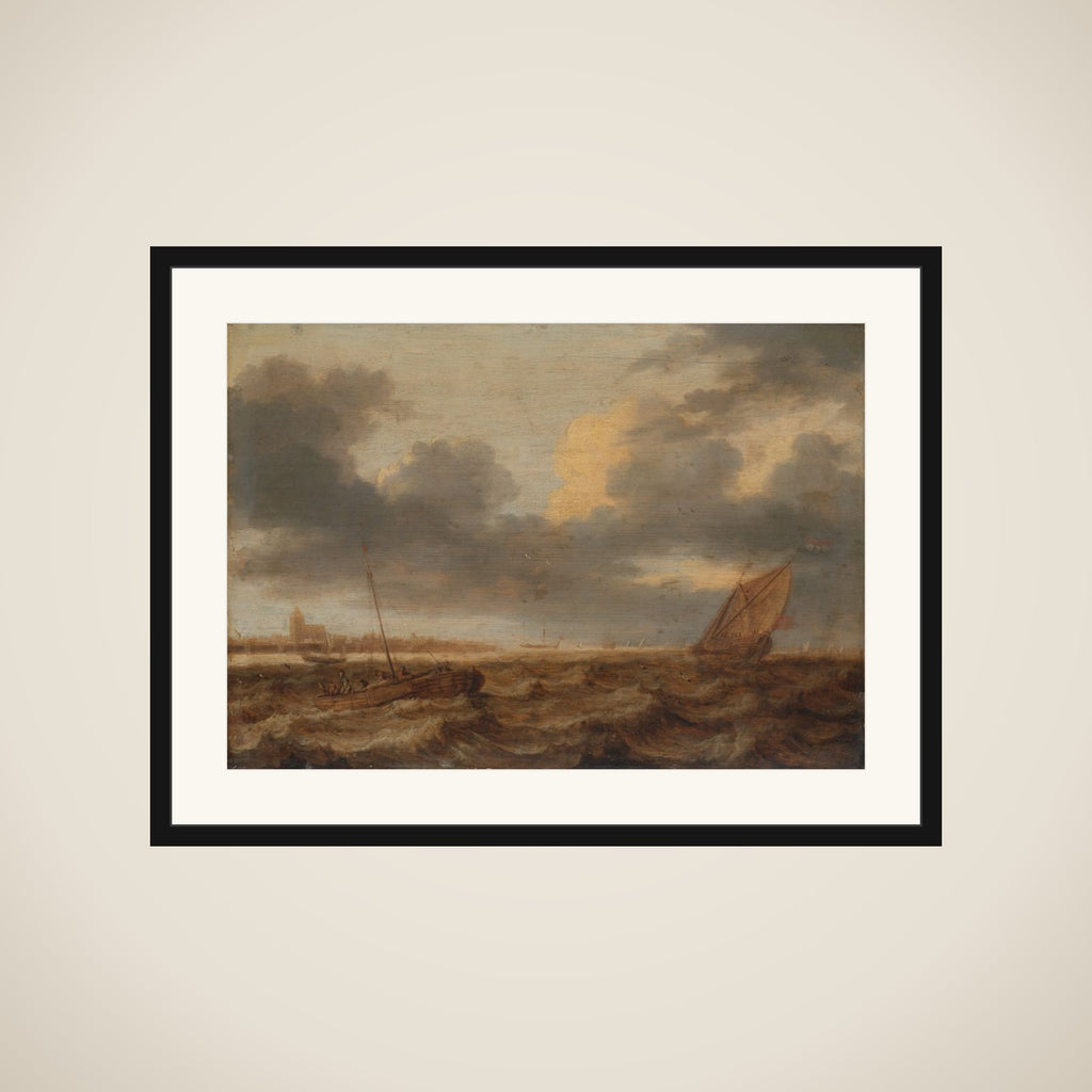 Fishing Boats in Choppy Waters framed