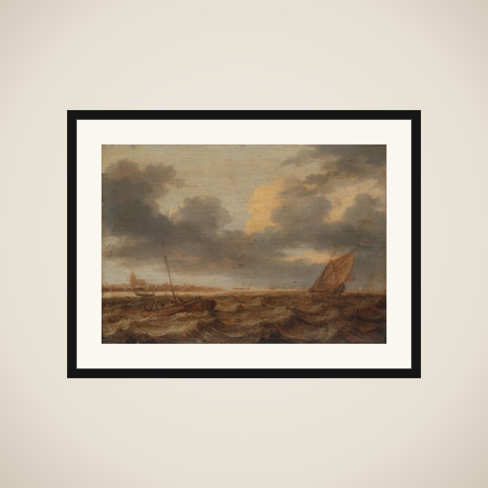 Fishing Boats in Choppy Waters framed