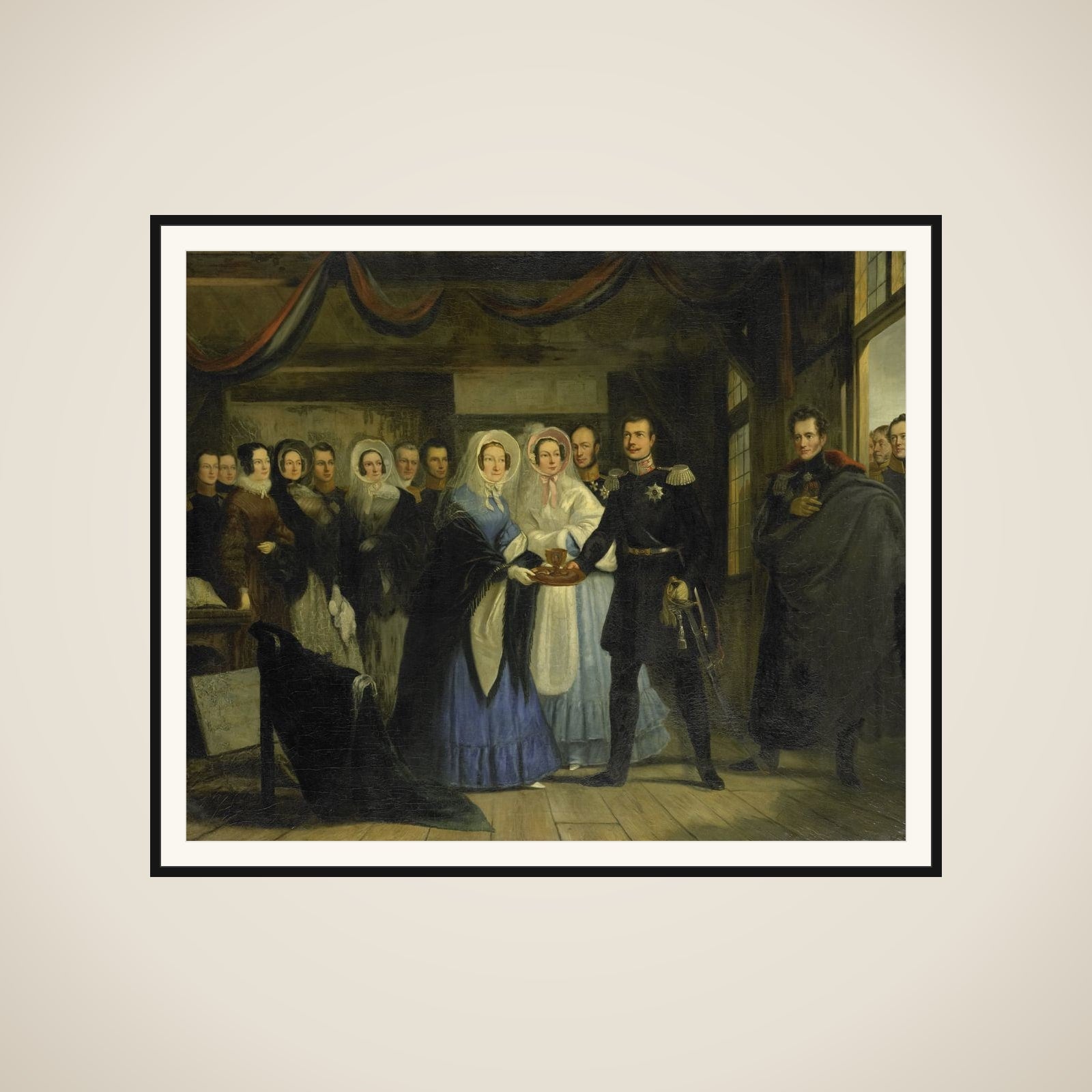The Princess of Orange Receiving Alexander II (1818-1881), Grand Duke and Heir to the Throne of Russia, in the Czar Peter's House in Zaandam, 17 April 1839 framed