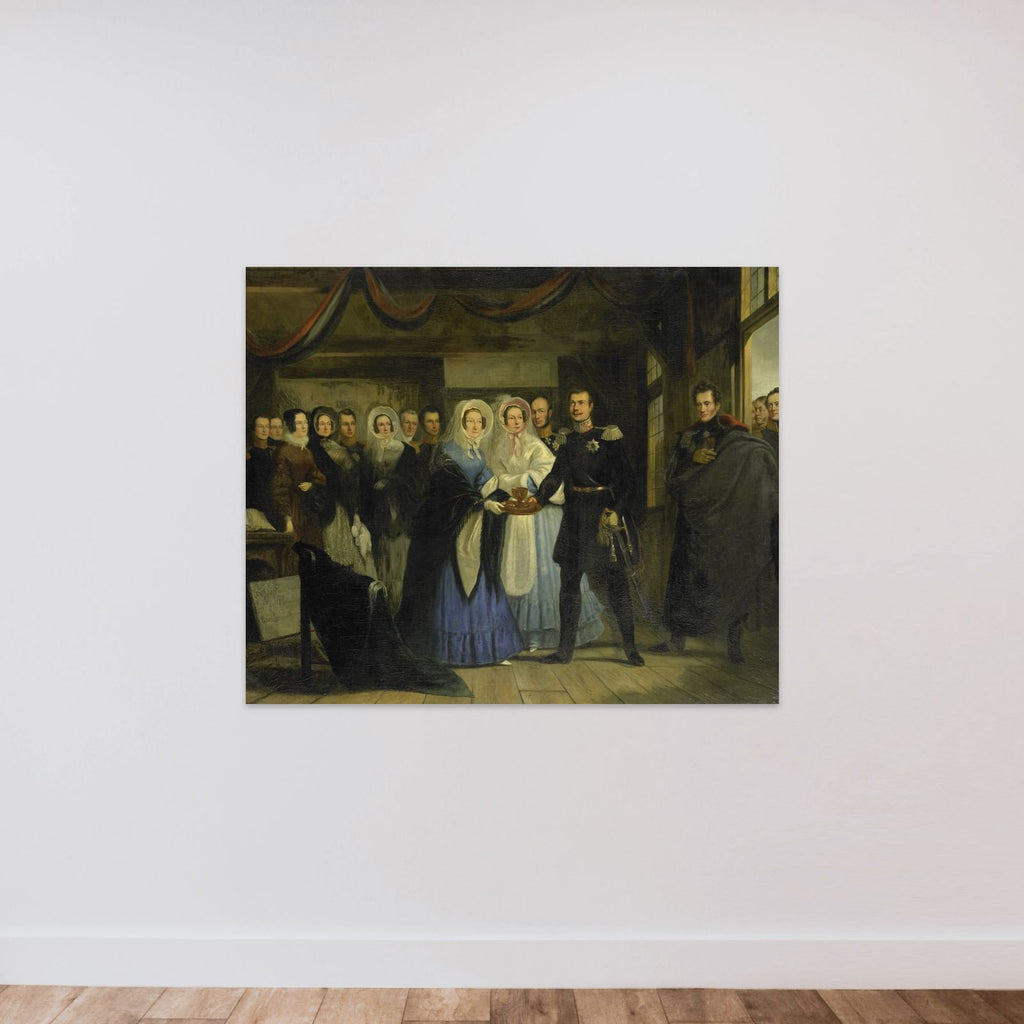 The Princess of Orange Receiving Alexander II (1818-1881), Grand Duke and Heir to the Throne of Russia, in the Czar Peter's House in Zaandam, 17 April 1839 unframed — shown to scale