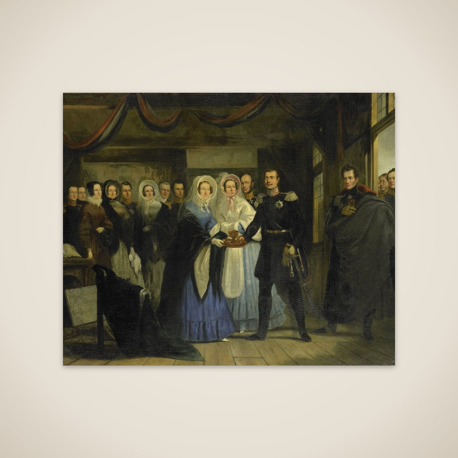 The Princess of Orange Receiving Alexander II (1818-1881), Grand Duke and Heir to the Throne of Russia, in the Czar Peter's House in Zaandam, 17 April 1839 unframed print