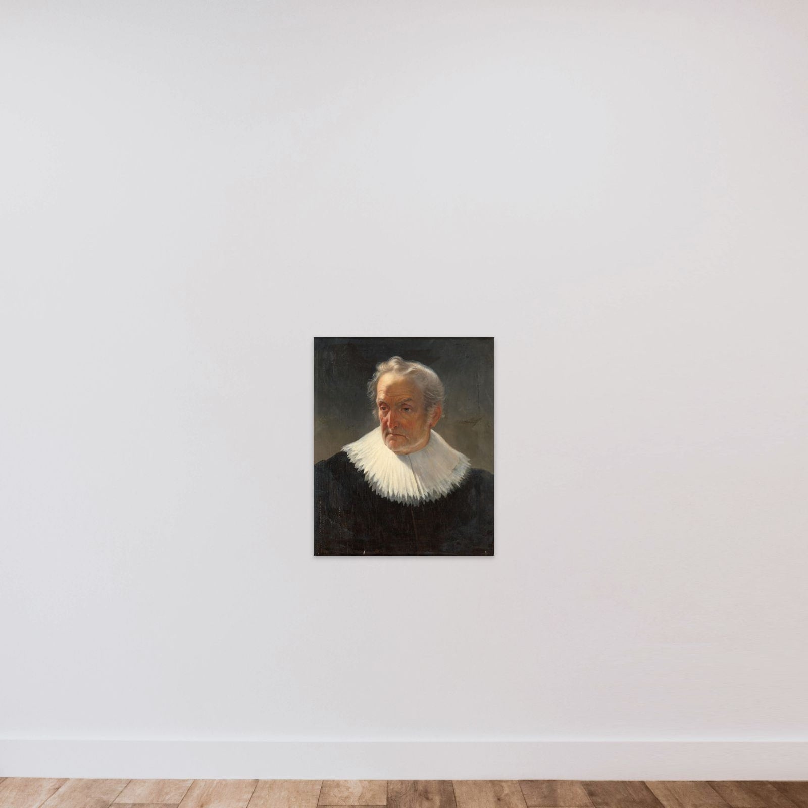 An old Man in 17th-century Dress unframed — shown to scale