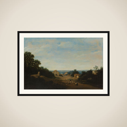 Brazilian landscape with the village of Igaraçú. To the left the church of Sts Cosmas and Damian framed