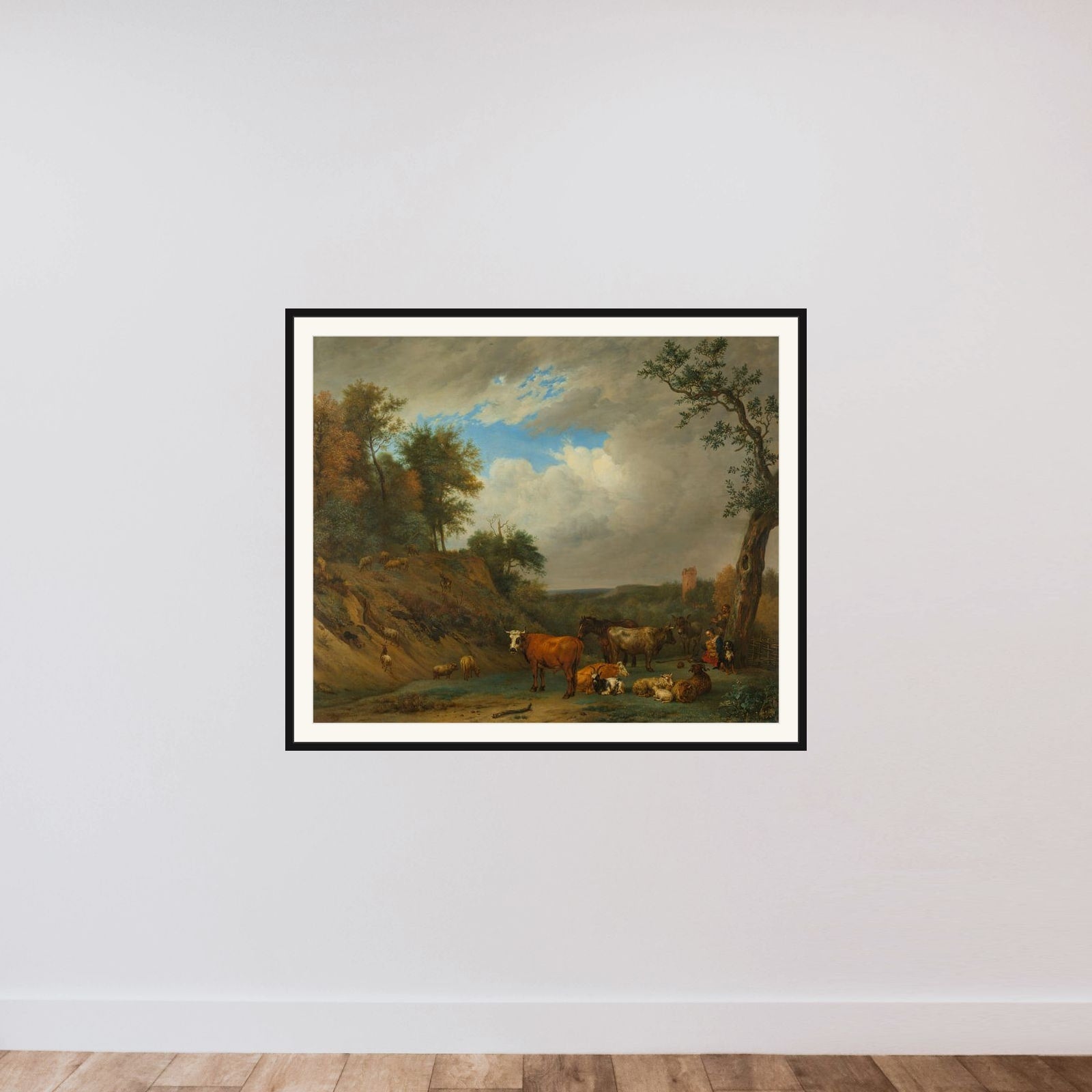 Herdsmen with their cattle framed — shown to scale
