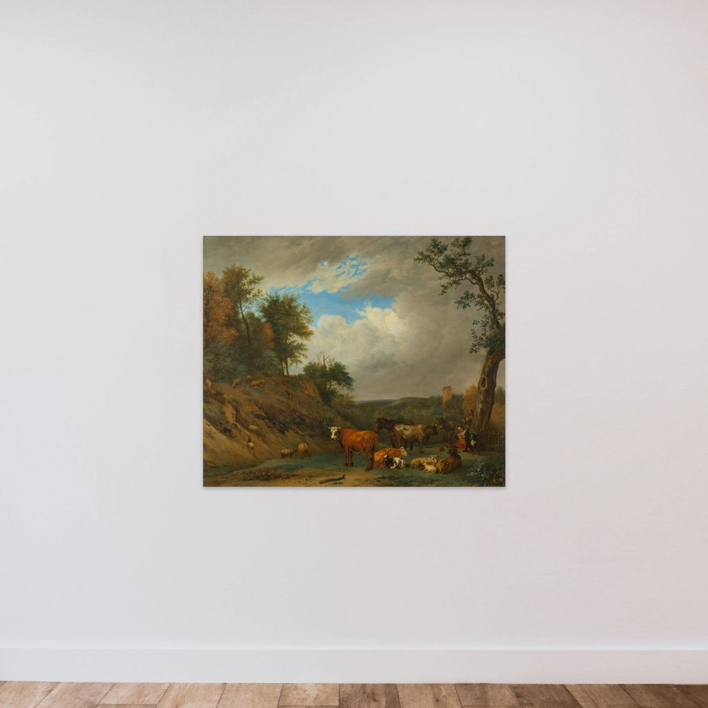 Herdsmen with their cattle unframed — shown to scale