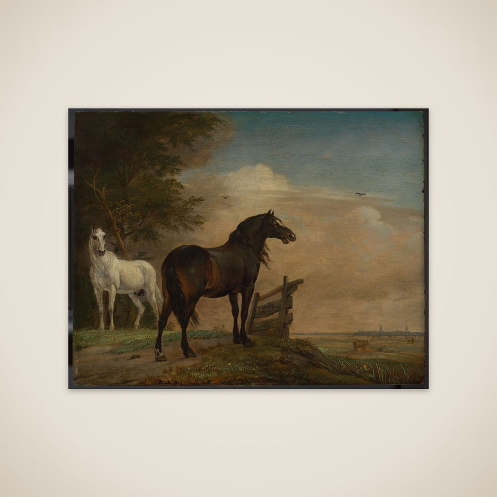 Two Horses in a Meadow near a Gate unframed print