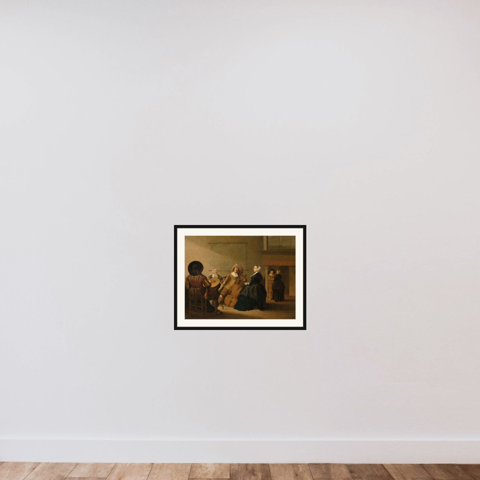 A Musical Company in an Interior framed — shown to scale