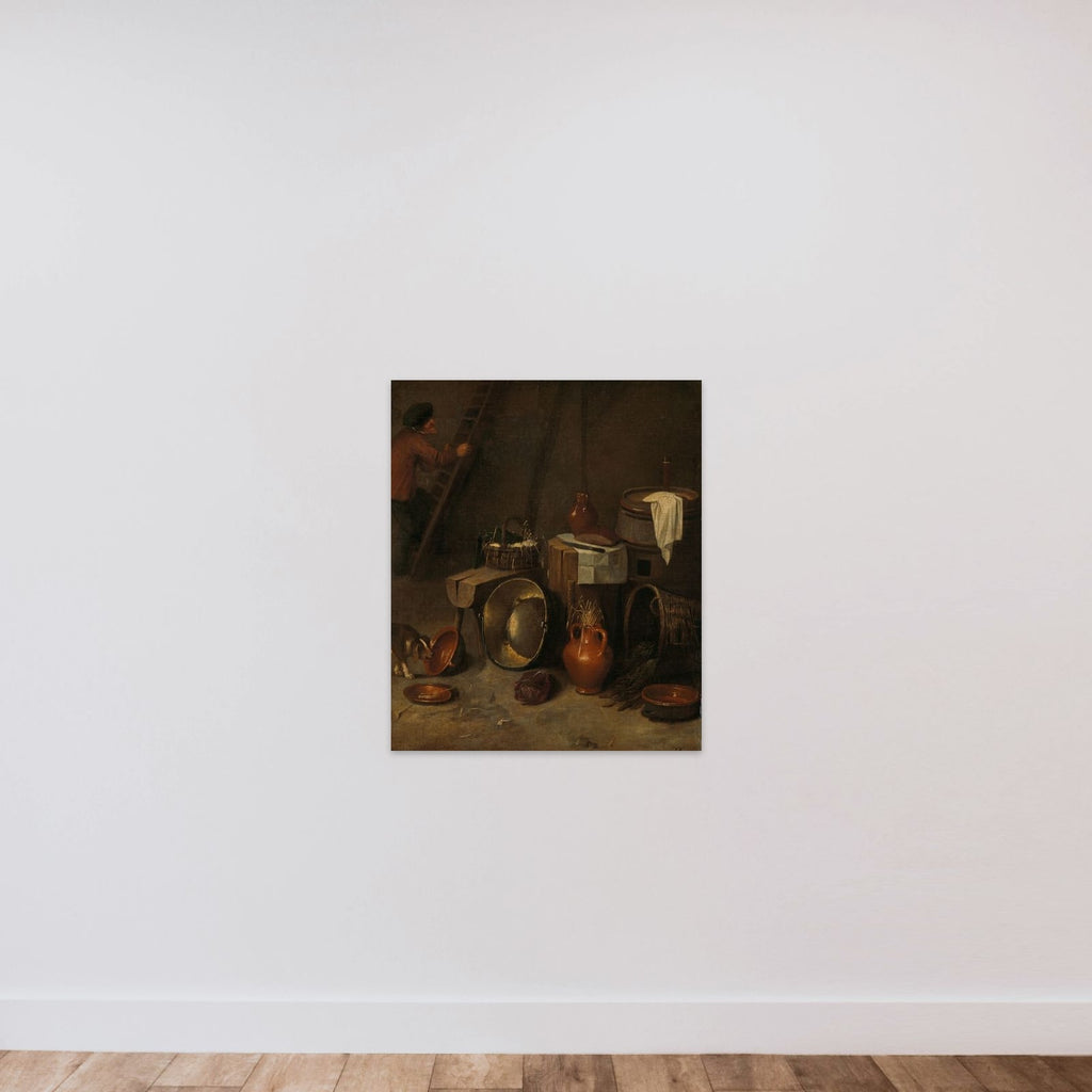 Still life in a stable unframed — shown to scale