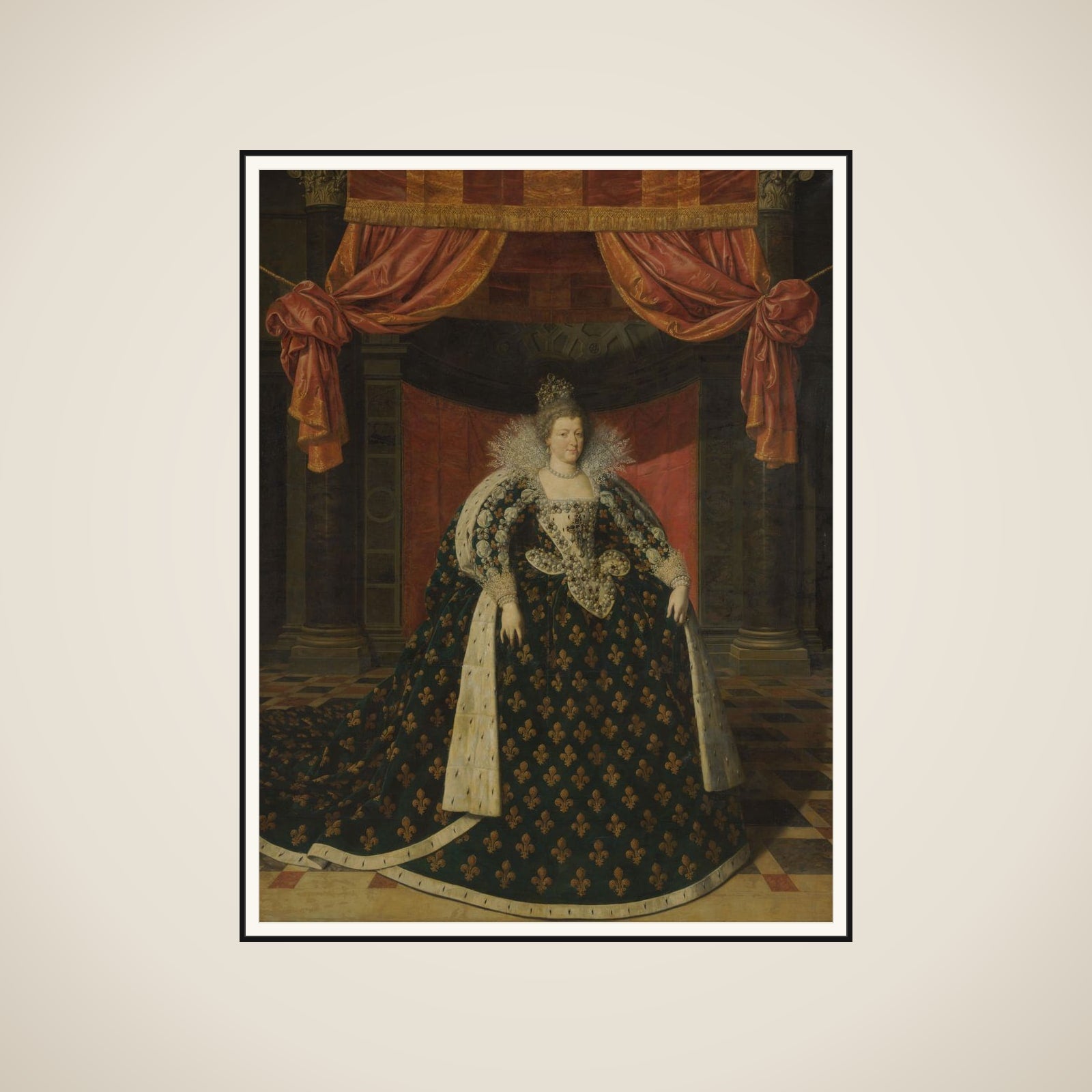 Portrait of Marie de Médicis (1575-1642), Queen of France, in Robes of State framed