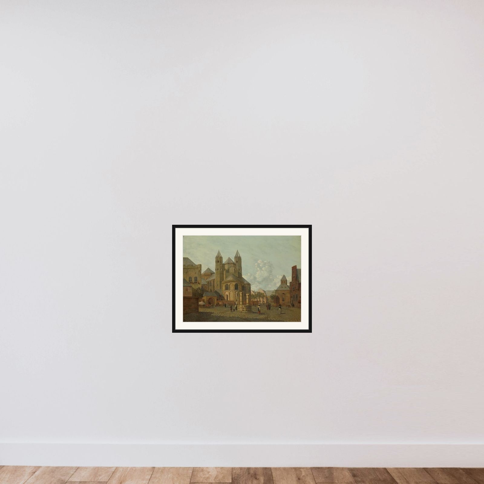 Imaginary Cityscape with Romanesque Church framed — shown to scale