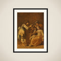 Card Players with Woman Smoking a Pipe framed