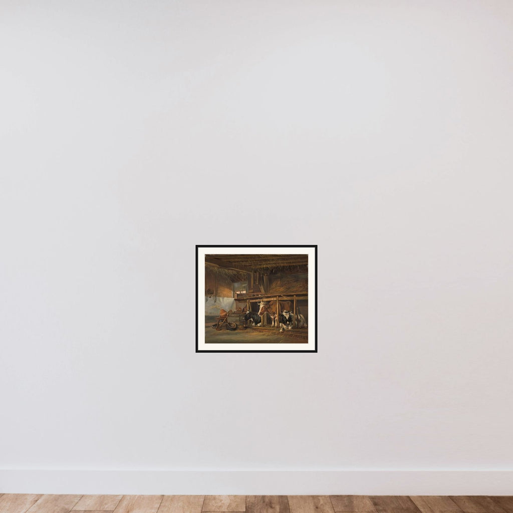 Cows in a Stable framed — shown to scale