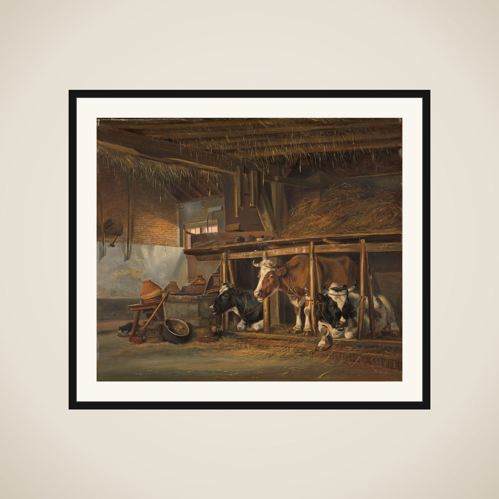 Cows in a Stable framed