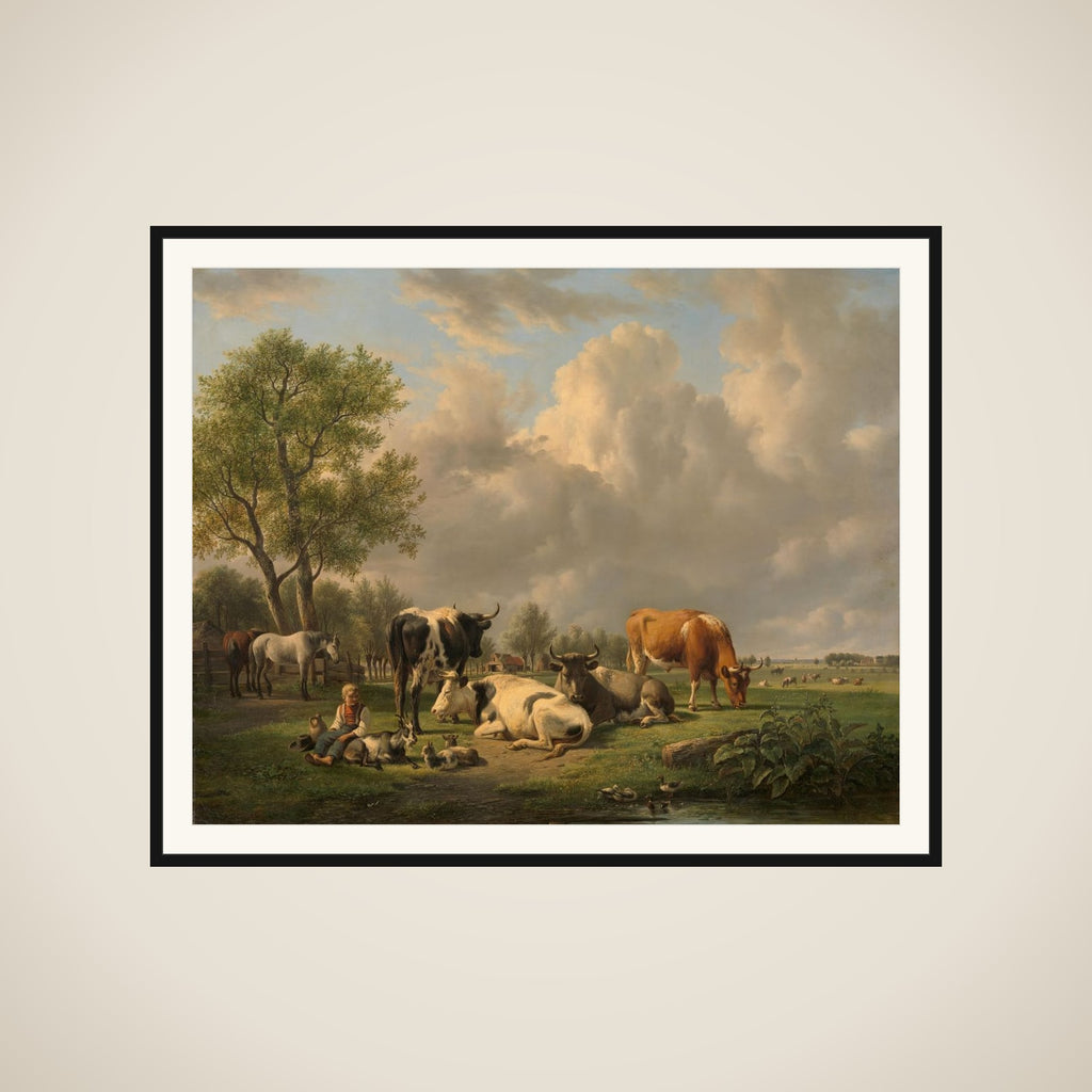 Meadow with Animals framed