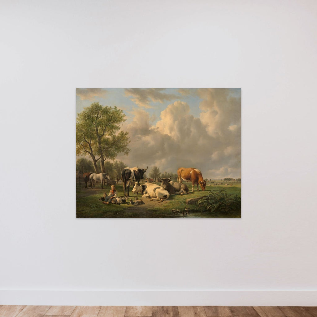 Meadow with Animals unframed — shown to scale