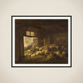 Sheep and Goats in a Stable framed