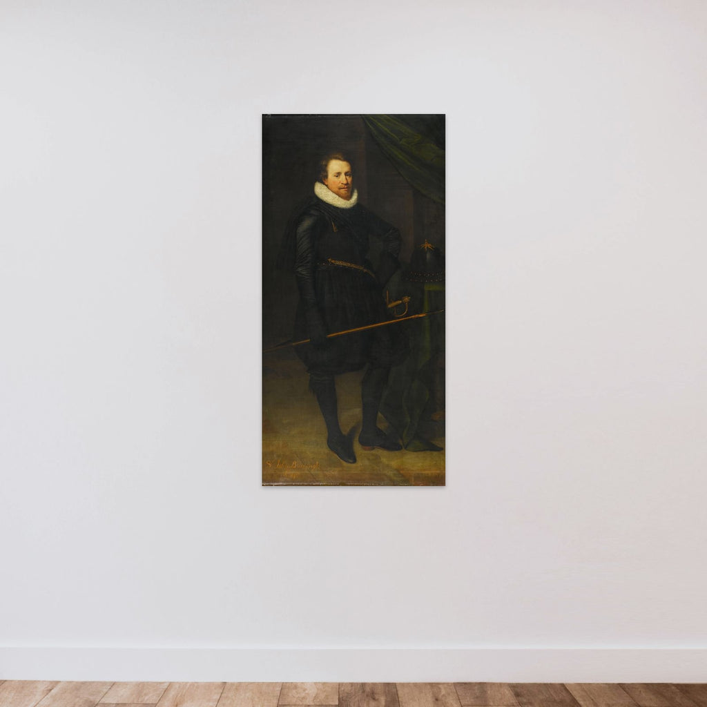 Portrait of Sir John Burroughs (1587-1627) unframed — shown to scale