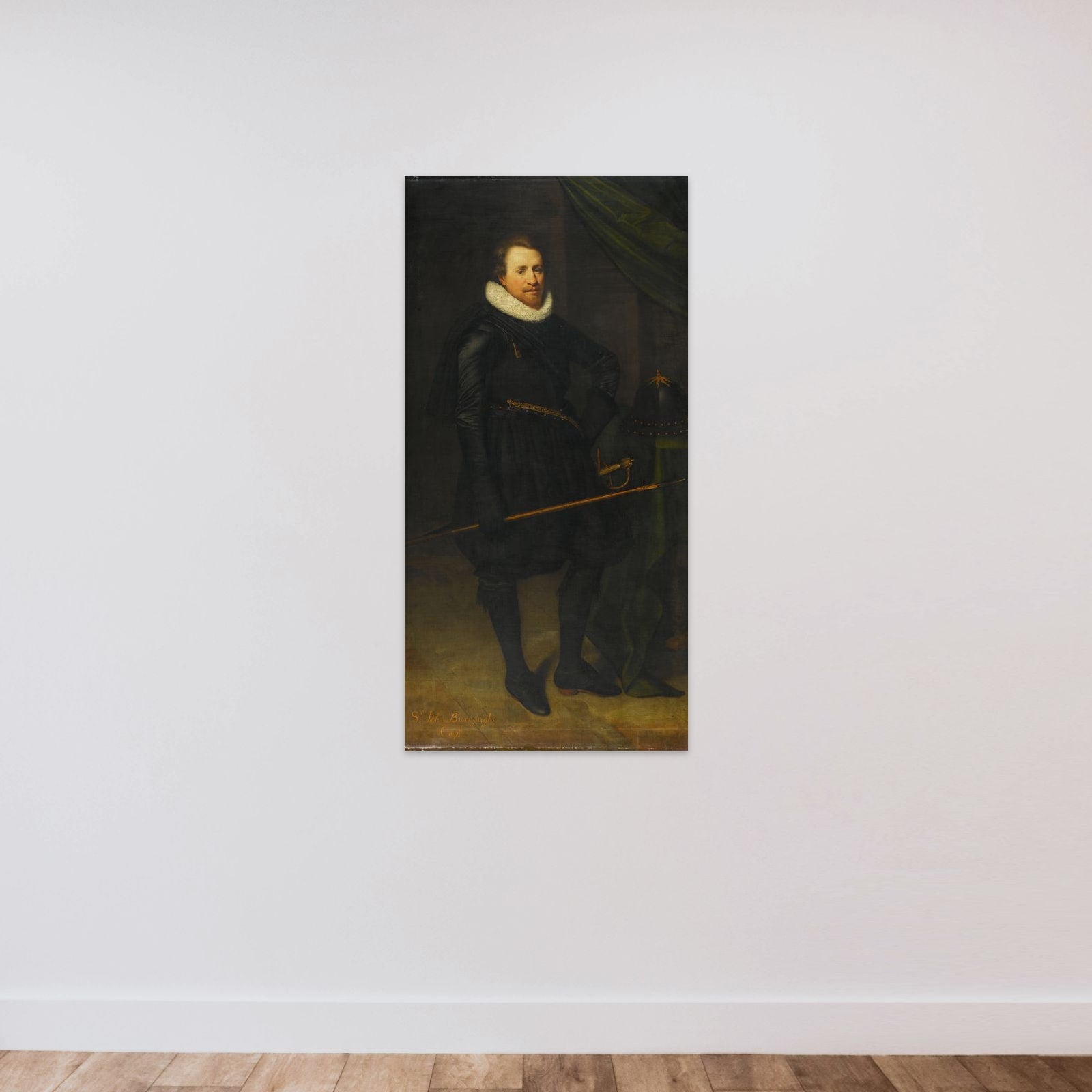 Portrait of Sir John Burroughs (1587-1627) unframed — shown to scale