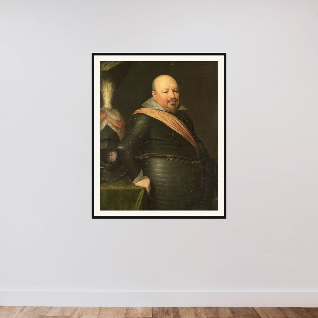 Portrait of Nicolaas Schmelzing (1561-1629) framed — shown to scale