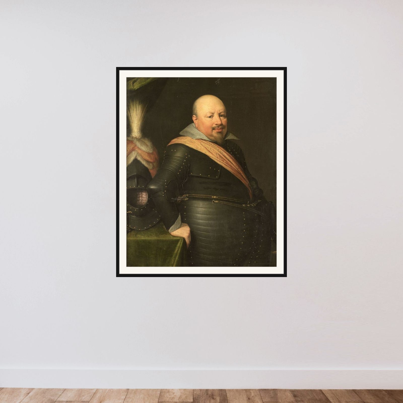 Portrait of Nicolaas Schmelzing (1561-1629) framed — shown to scale